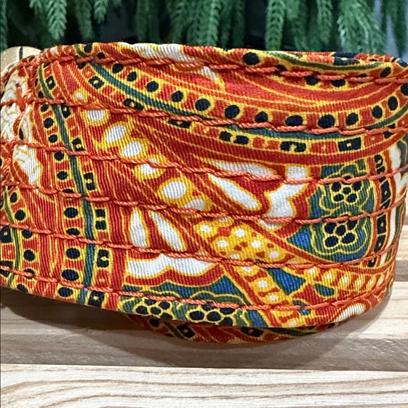J.Crew Preppy Silk Belt Orange Paisley Statement Belt - Picture 2 of 2